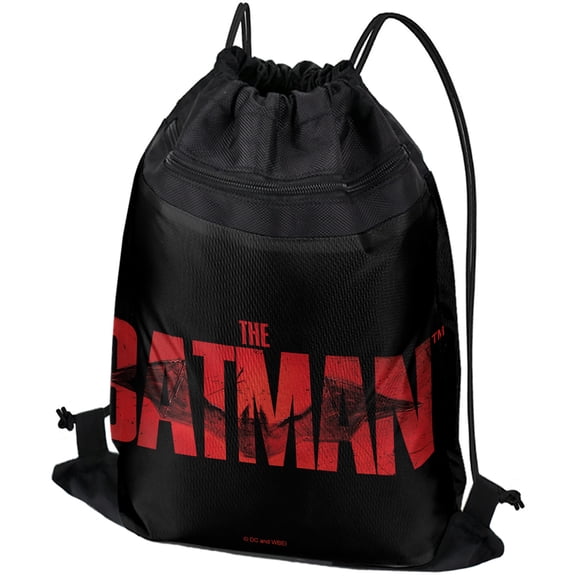 The Batman Logo Drawstring Backpack Sports Bag Sackpack 17" x 13", Perfect for Gym, Yoga or Practice