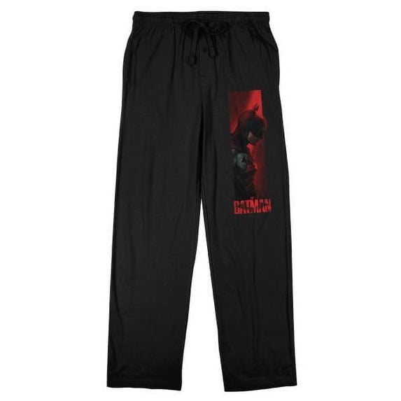 The Batman Movie Head Down Batman Men's Black Graphic Sleep Pants-Large