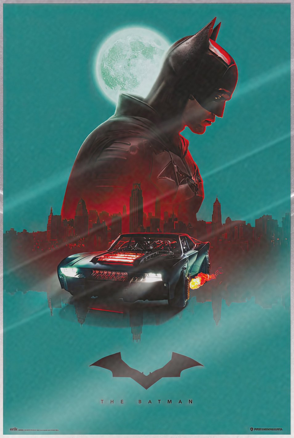 The Batman - Movie Poster (Gotham City Skyline & The Batmobile) (Size ...