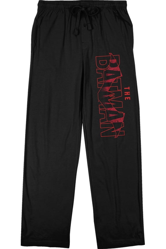 The Batman Movie Red Logo Men's Black Drawstring Sleep Pajama Pants -L