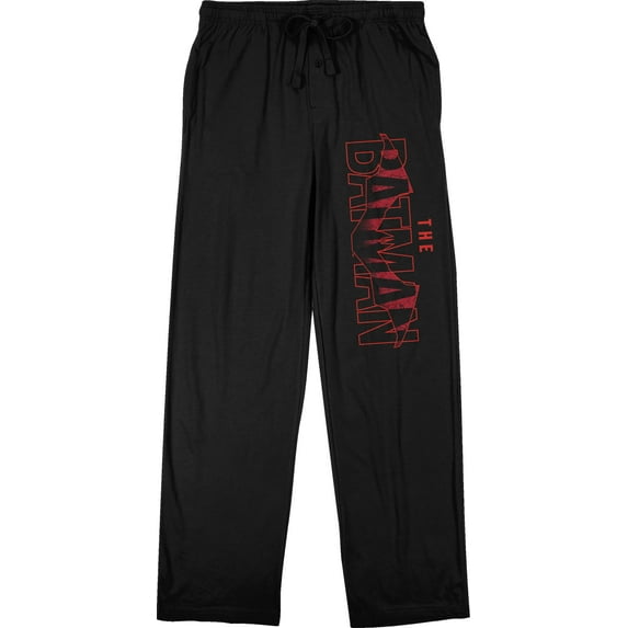 The Batman Movie Red Logo Men's Black Drawstring Sleep Pajama Pants -S