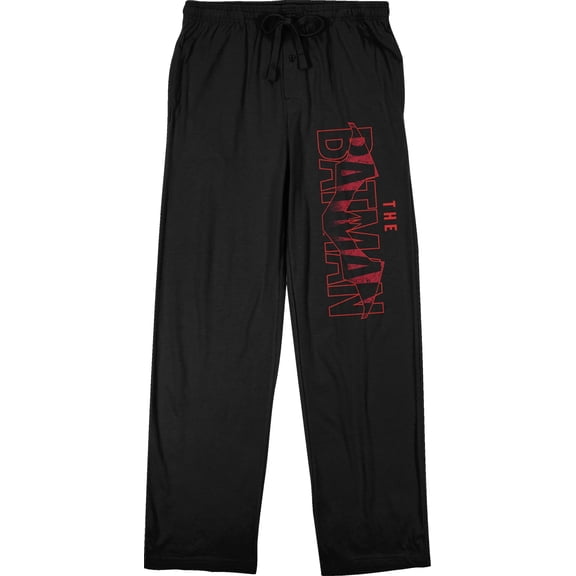 The Batman Movie Red Logo Men's Black Drawstring Sleep Pajama Pants -XL