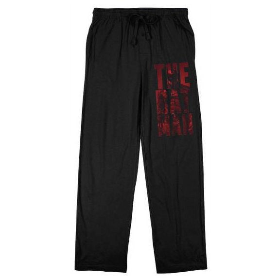 The Batman Movie Superhero In Red Letters Men's Black Sleep Pajama Pants-Large