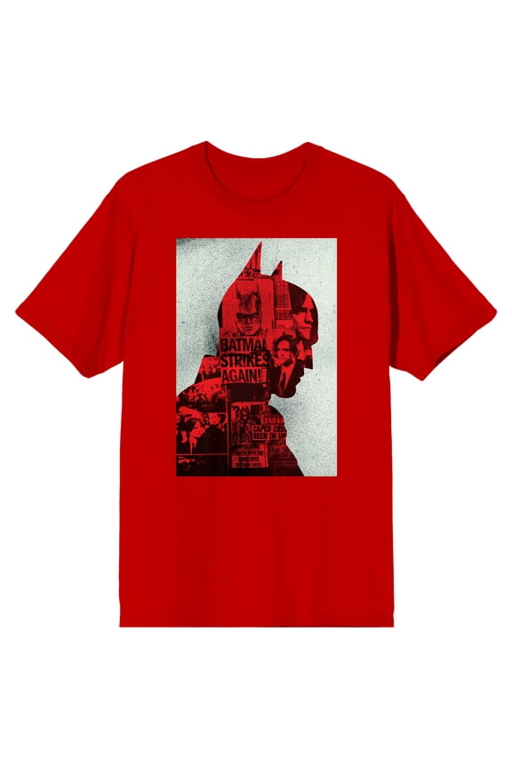 The Batman Silhouette Strikes Again Men's Red T-Shirt-XXL