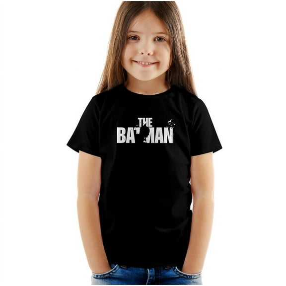 The Batman Silhouette Title Kids T Shirt (2) for Youth Toddler Boys and Girls, Black