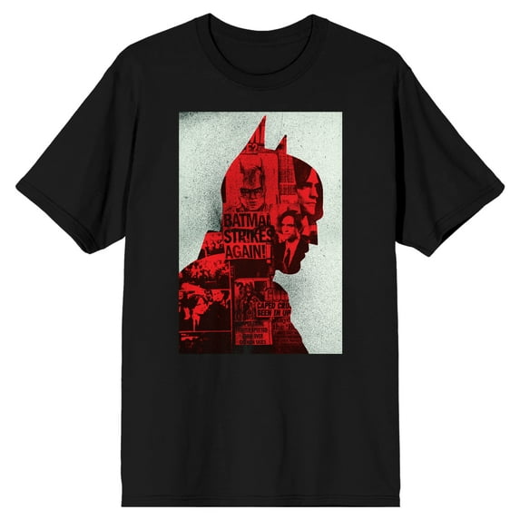 The Batman Strikes Again Silhouette Men's Black T-Shirt-Medium