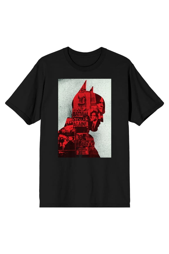 The Batman Strikes Again Silhouette Men's Black T-Shirt-XXL