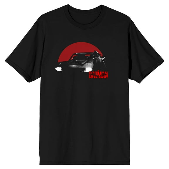 The Batman Title Logo and Batmobile Men's Black Graphic Tee-Medium
