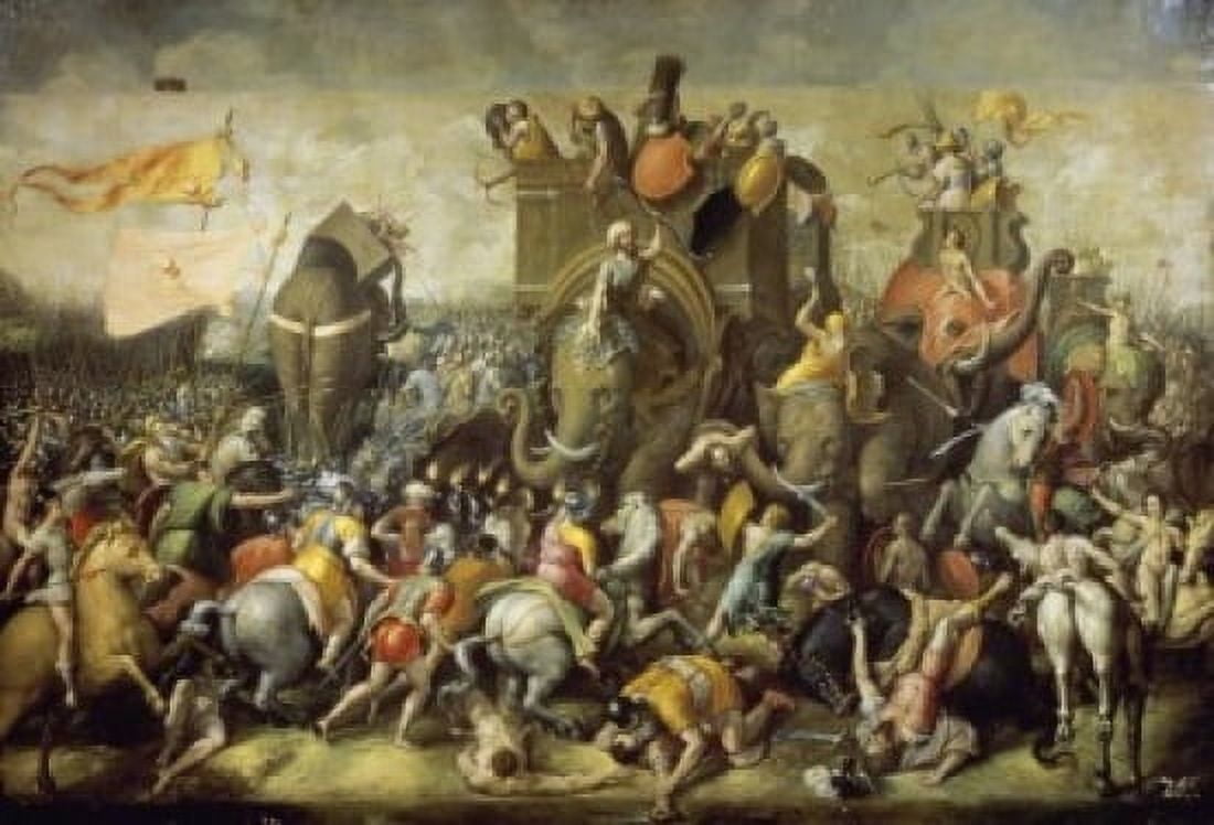 The Battle 1521 Roman Master Oil on canvas Pushkin Museum of Fine Arts Moscow Canvas Art - Roman Master (24 x 36)