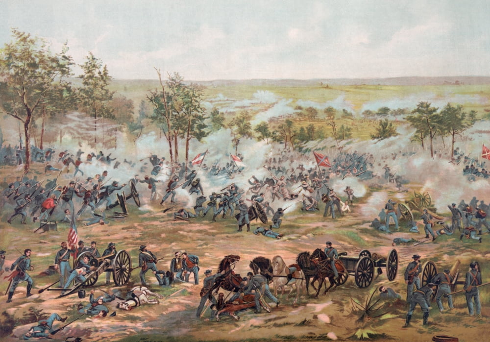 The Battle Of Gettysburg July 1 To 3 1863 From A 19Th Century Illustration Canvas Art - Ken Welsh  Design Pics (34 x 24)