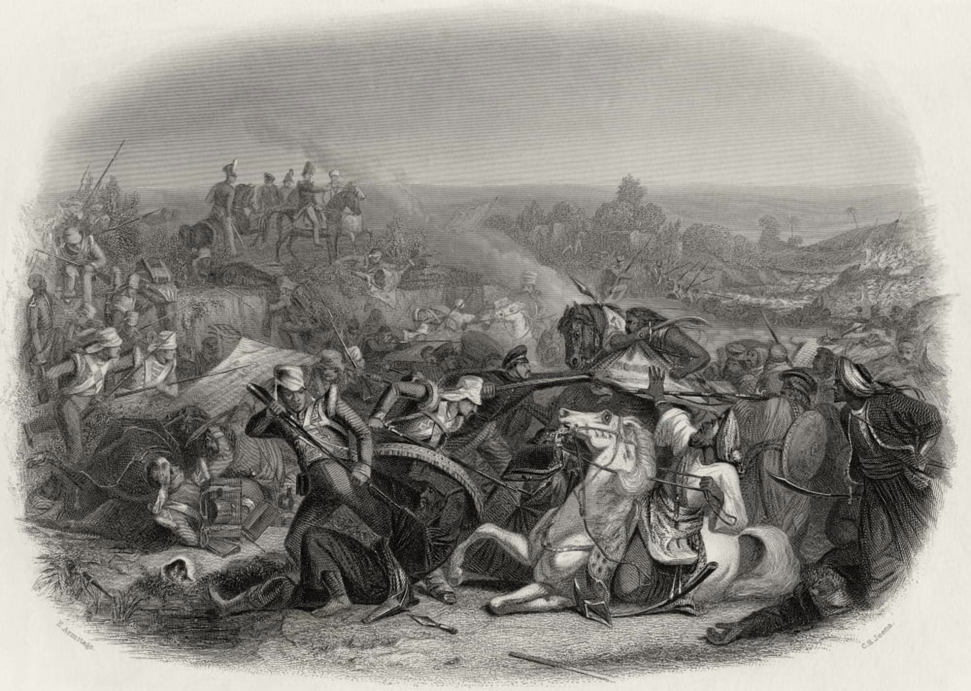 The Battle Of Meeanee 1843 Engraved By C H Jeens After E Armitage Canvas Art - Ken Welsh Design Pics (32 x 24)