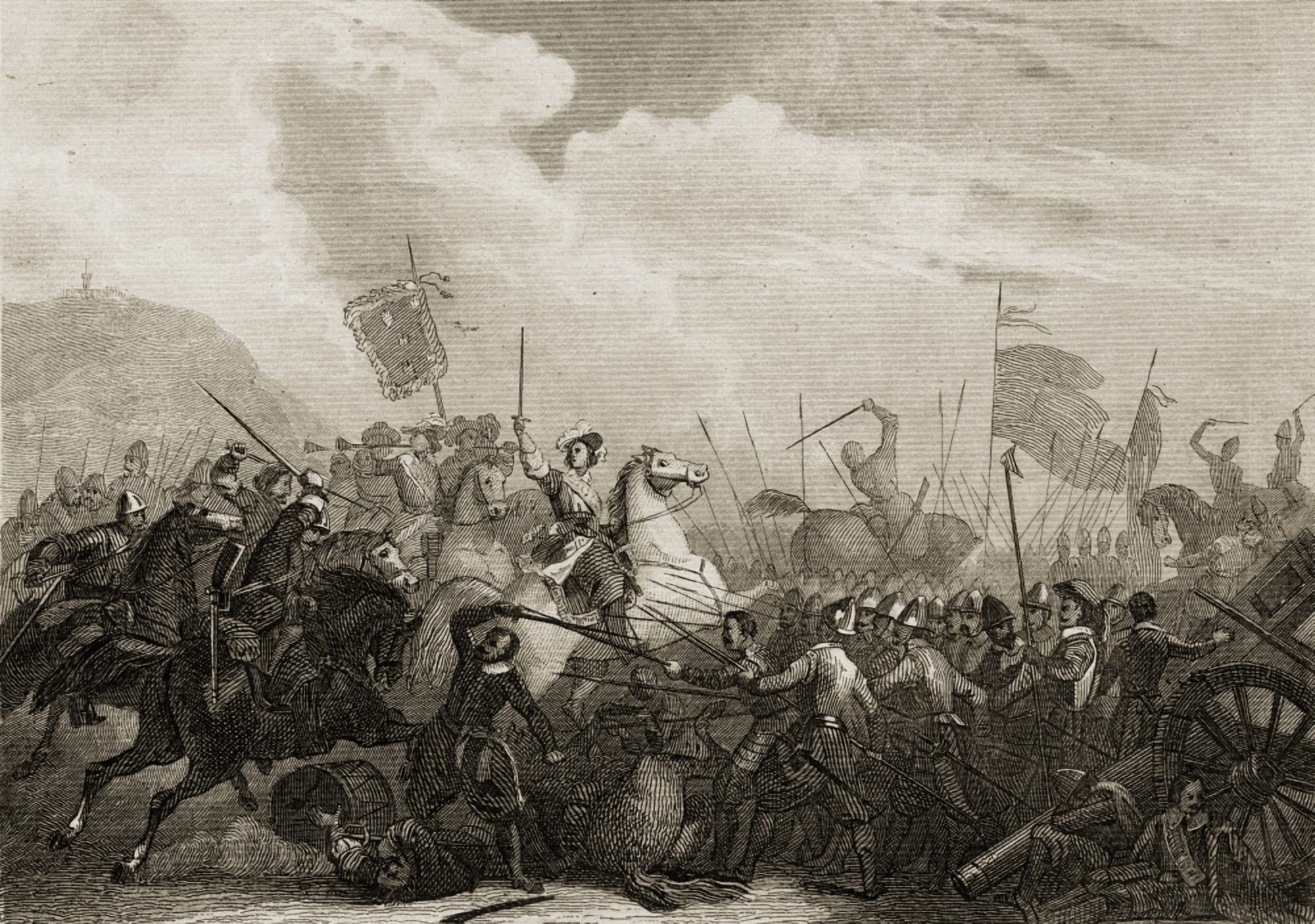 The Battle Of MonjuichSpain 1706 Canvas Art - Ken Welsh Design Pics (18 x 12)