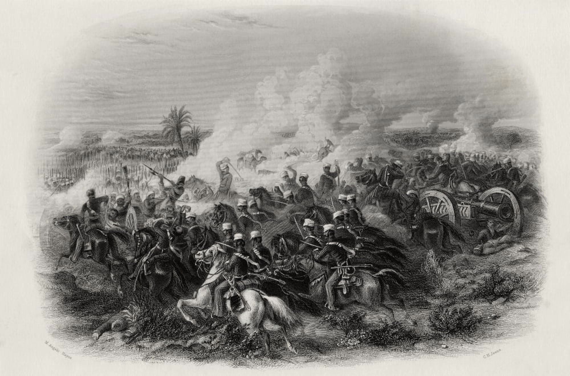 The Battle Of Moodkee India 1845 Engraved By C H Jeens After M Angelo Hayes Canvas Art - Ken Welsh Design Pics (18 x 11)