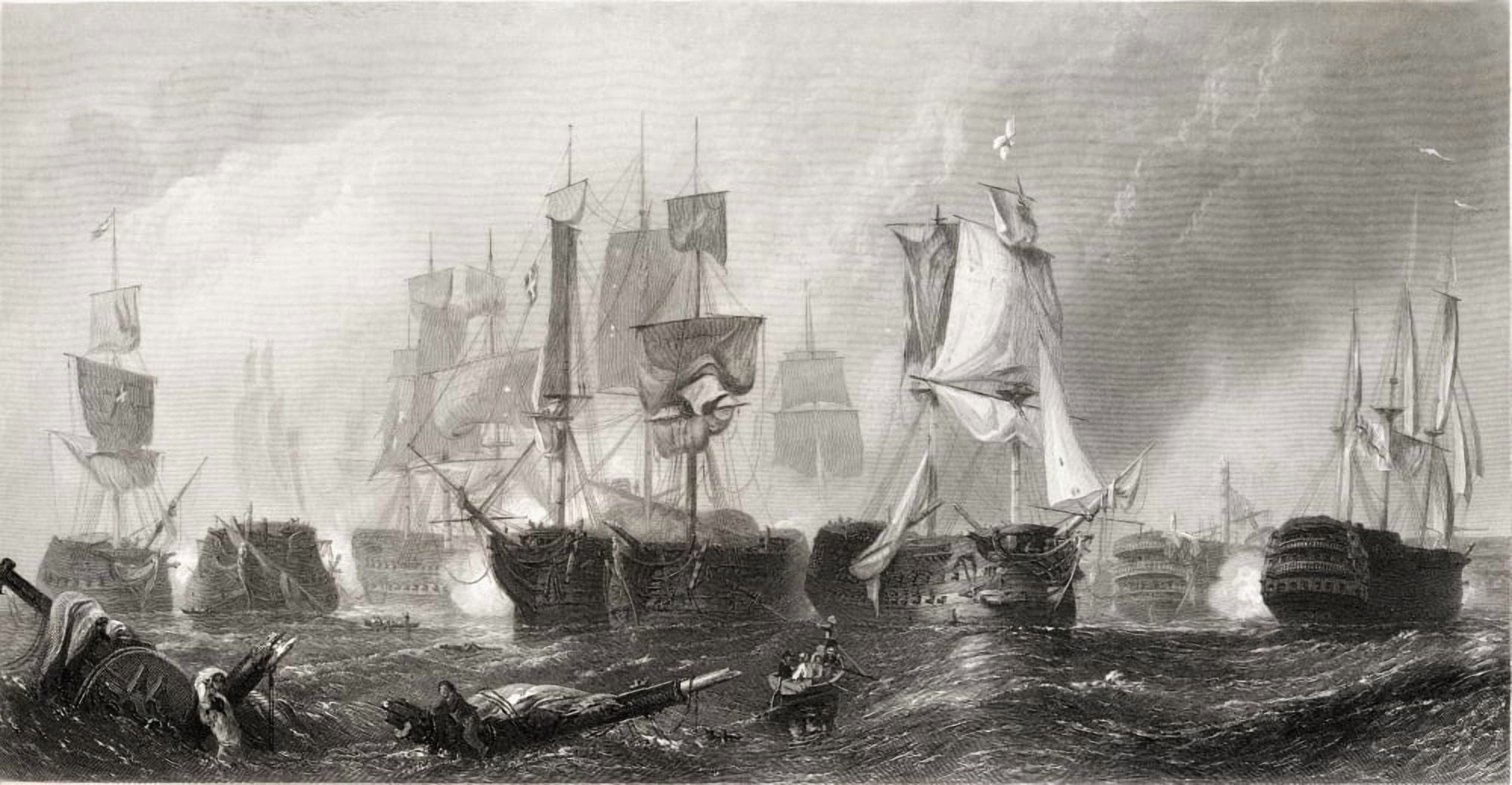 The Battle Of Trafalgar From The Picture In The Vernon Gallery Drawn By C Stamfield Engraved By JCousen Canvas Art - Ken Welsh Design Pics (42 x 22)
