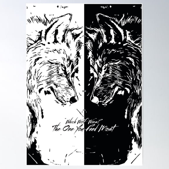 The Battle Within 2 Wolf Cherokee Legend Two Wolves Quote Poster Wall Art, Modern Wall Decor For Living Room Bedroom, 16x24 UNFRAMED