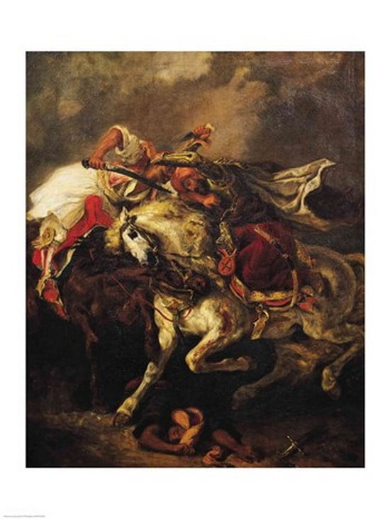 The Battle of Giaour and Hassan after Byrons poem Le Giaour 1835 Canvas Art - Eugene Delacroix (18 x 24)