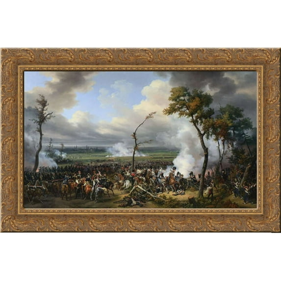 The Battle of Hanau 24x16 Gold Ornate Wood Framed Canvas Art by Horace Vernet