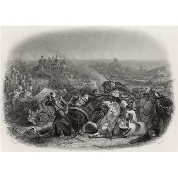 The Battle of Meeanee 1843 Engraved by C H Jeens After E Armitage Poster Print, 32 x 24