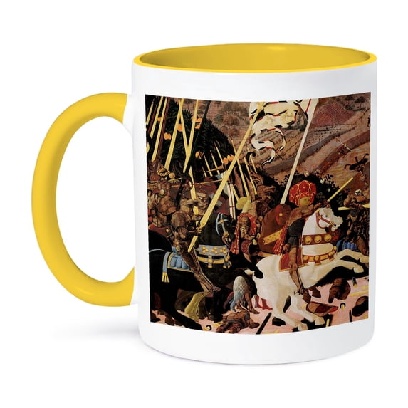 3dRose, The Battle of San romano by Paolo Uccello, 15oz Two-Tone Yellow Mug