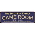 thumbnail image 1 of The Bautista Family Blue Game Room Metal 6x18 Sign 106180037911, 1 of 1
