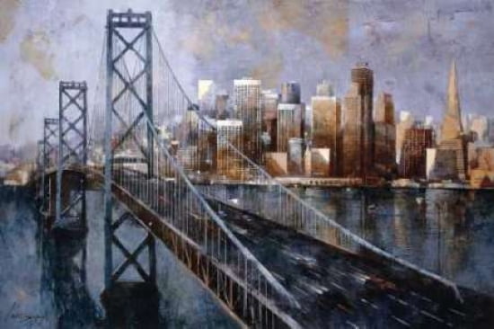 The Bay Bridge Canvas Art - Marti Bofarull (12 x 18)