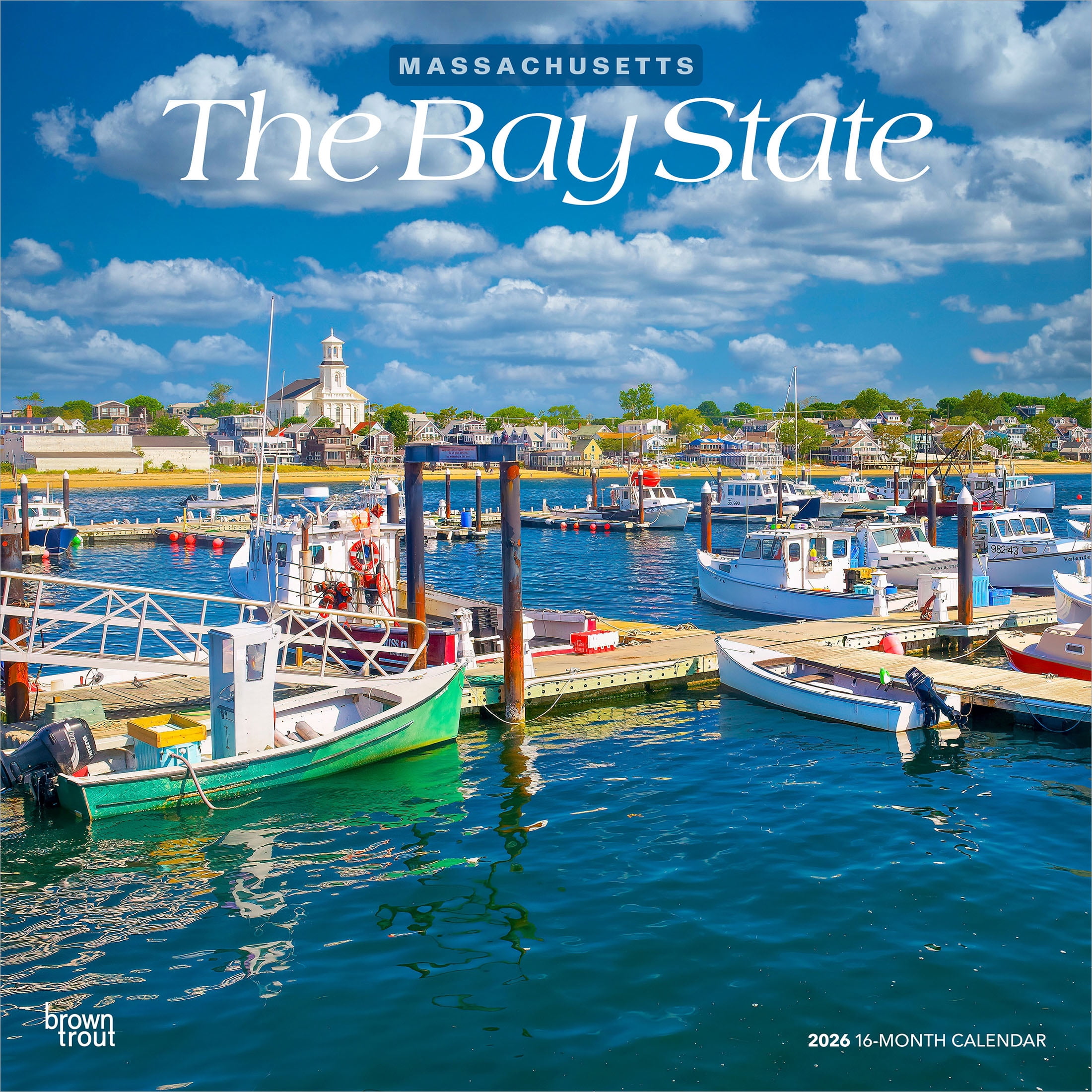 Massachusetts Places 2026 12x24" (Hanging) Wall Calendar Plastic-Free | BrownTrout