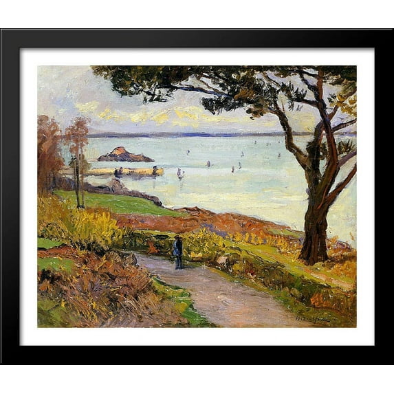 The Bay of Douarnenez 34x28 Large Black Wood Framed Print Art by Maxime Maufra