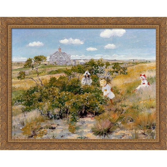 The Bayberry Bush 34x28 Large Gold Ornate Wood Framed Canvas Art by William Merritt Chase