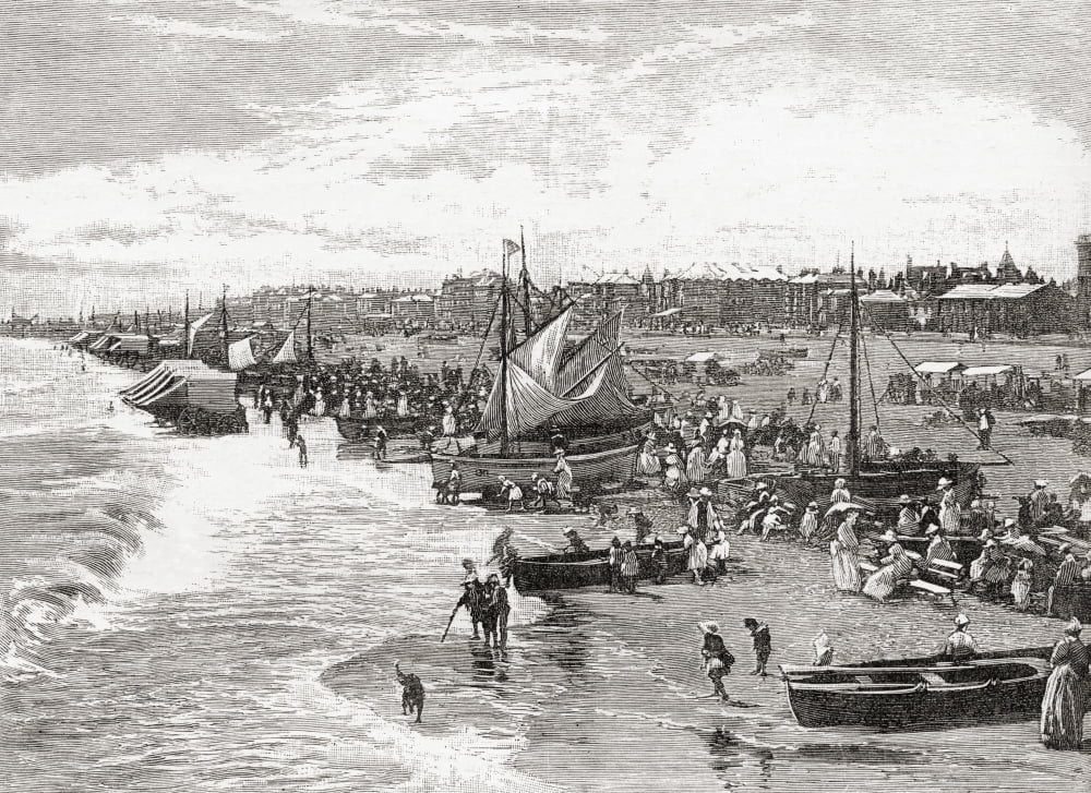 The Beach At Yarmouth Norfolk England In The Late 19Th Century From Our Own Country Published 1898 Canvas Art - Ken Welsh Design Pics (17 x 12)