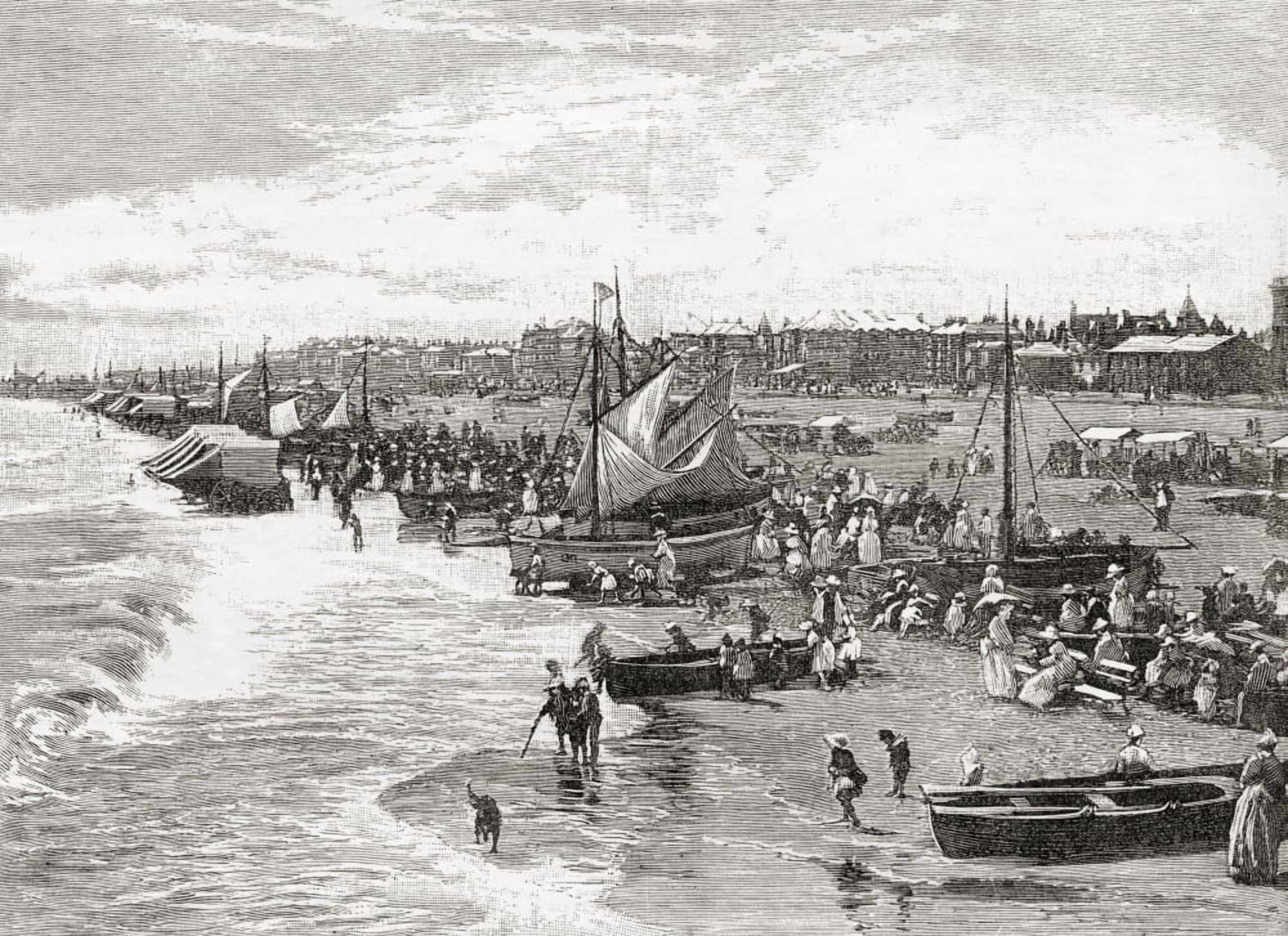 The Beach At Yarmouth Norfolk England In The Late 19Th Century From Our Own Country Published 1898 Canvas Art - Ken Welsh Design Pics (34 x 24)