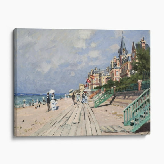 The Beach Boardwalk at Trouville by Claude Monet Canvas Wall Art Print