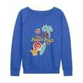 thumbnail image 1 of The Beach Boys - Faux Patches Women's Lightweight French Terry Wide Neck Long Sleeve Graphic Shirt, 1 of 3