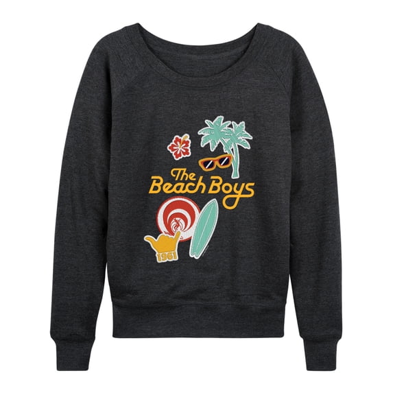 The Beach Boys - Faux Patches Women's Lightweight French Terry Wide Neck Long Sleeve Graphic Shirt