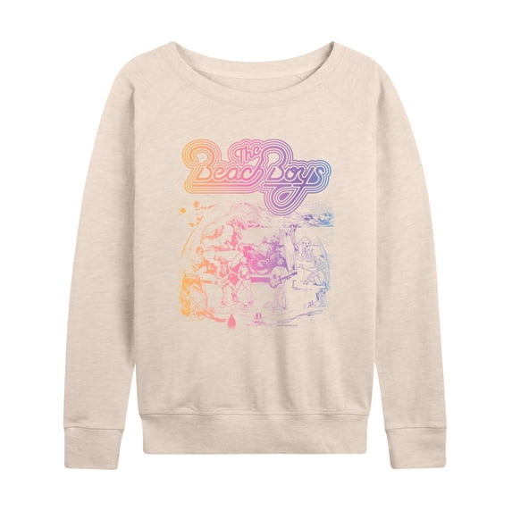 The Beach Boys - Rainbow Women's Lightweight French Terry Wide Neck Long Sleeve Graphic Shirt
