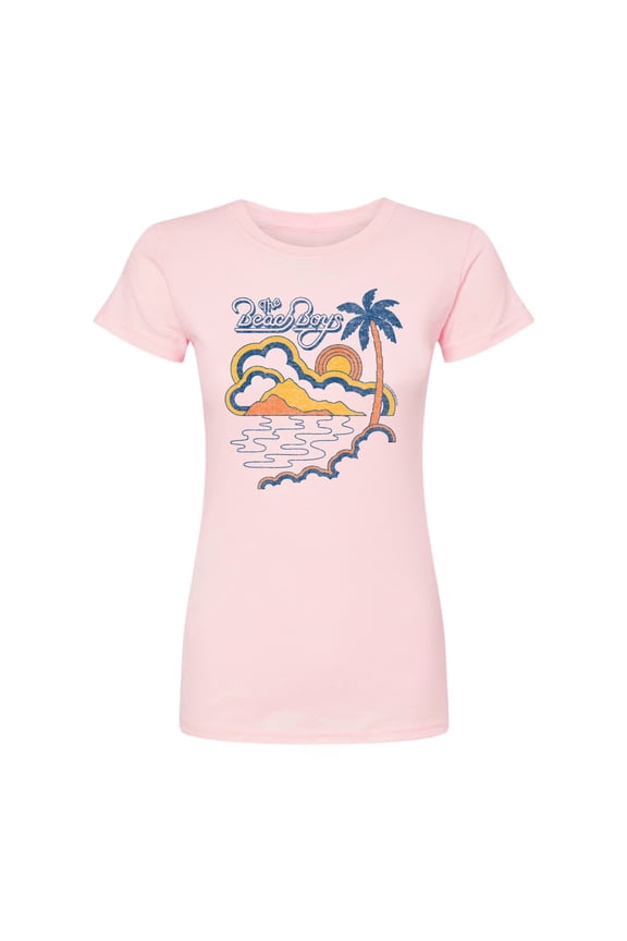 - Retro Beach - Juniors Fitted Short Sleeve Graphic T-Shirt