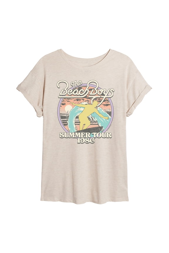 - Summer Wave - Juniors Oversized Graphic T-Shirt