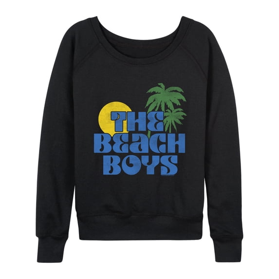The Beach Boys - Sun Palms Women's Lightweight French Terry Wide Neck Long Sleeve Graphic Shirt