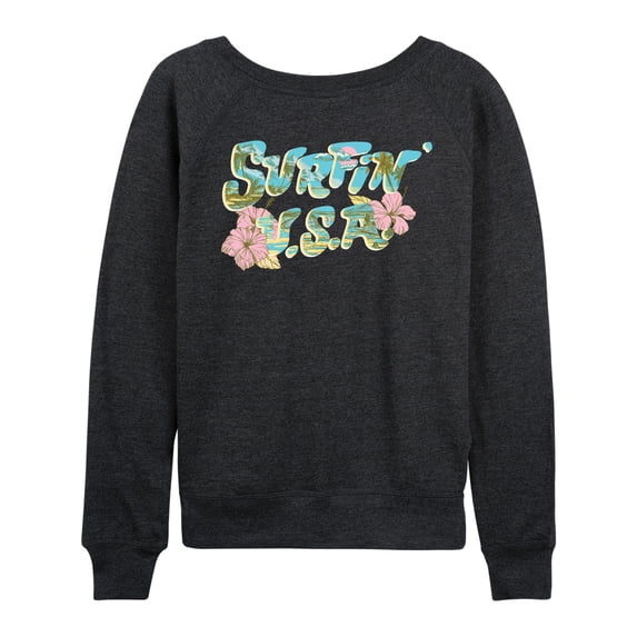 The Beach Boys - Surfin Usa Women's Lightweight French Terry Wide Neck Long Sleeve Graphic Shirt