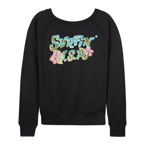 The Beach Boys - Surfin Usa Women's Lightweight French Terry Wide Neck Long Sleeve Graphic Shirt