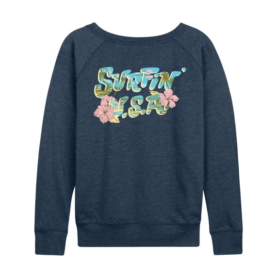 The Beach Boys - Surfin Usa Women's Lightweight French Terry Wide Neck Long Sleeve Graphic Shirt