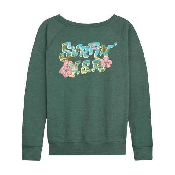 The Beach Boys - Surfin Usa Women's Lightweight French Terry Wide Neck Long Sleeve Graphic Shirt