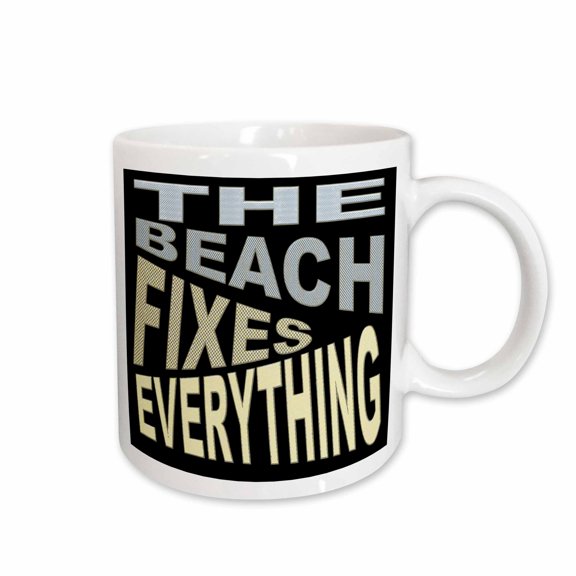 3drose, the Beach Fixes Everything Vacation Vibes Text, 11oz Mug