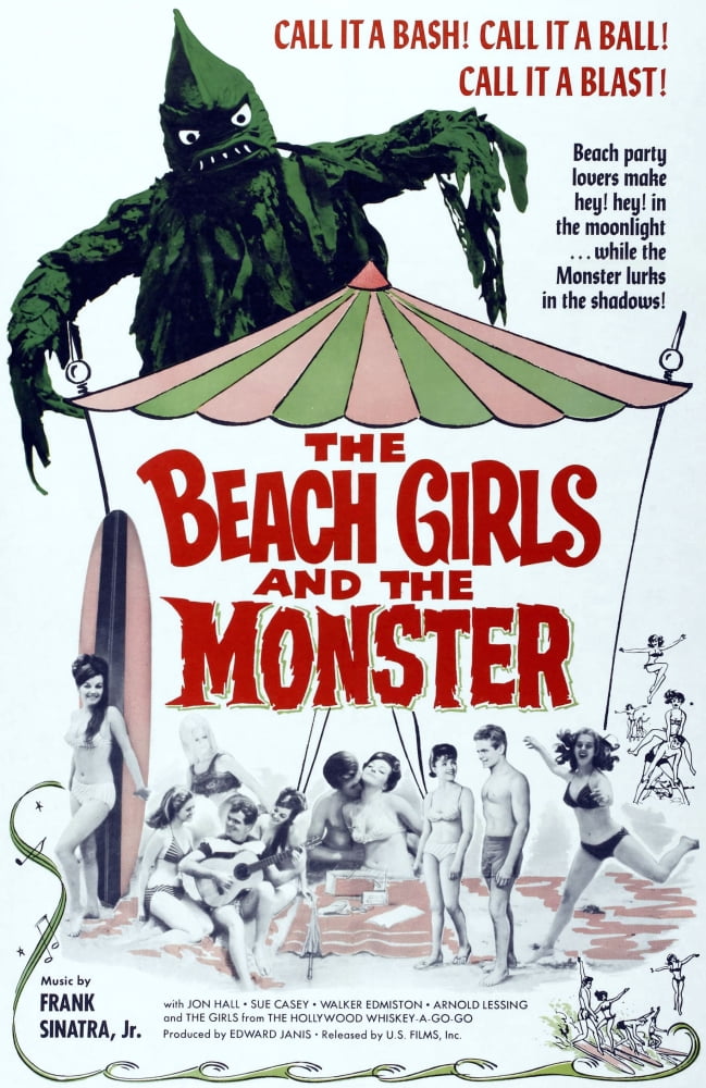 The Beach Girls And The Monster Canvas Art - (11 x 17)
