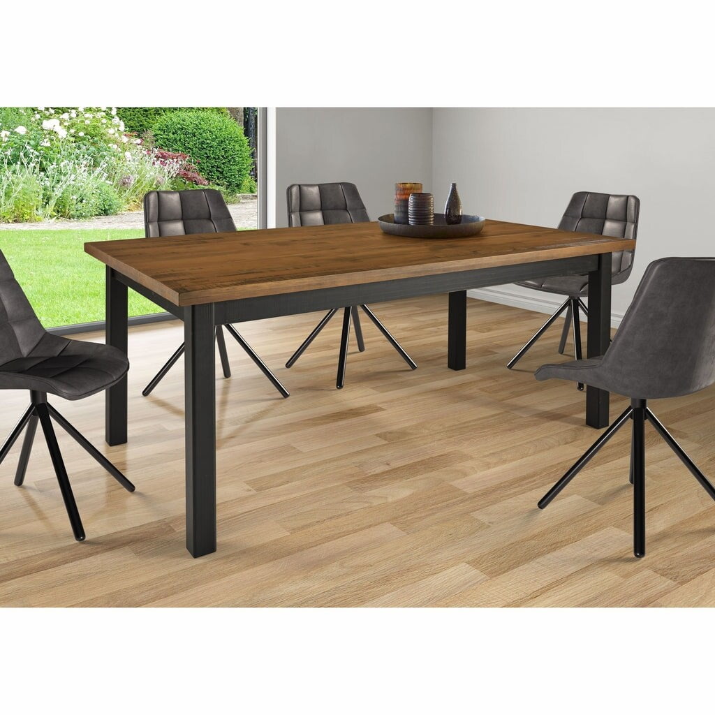 Rustic Black and Barnwood Reclaimed Pine Dining Table 63"