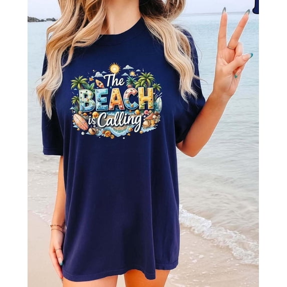 The Beach Is Calling Shirt, Coastal Graphic Tee, Ocean Lover Shirt, Tropical Vacation Tee, Summer Beachwear