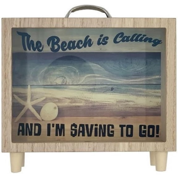 The Beach Is Calling Suitcase Wood Bank