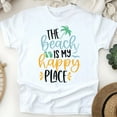thumbnail image 1 of The Beach Is My Happy Place Graphic T-Shirt – Summer Coastal Vibes Tee, White, Size M, 1 of 6
