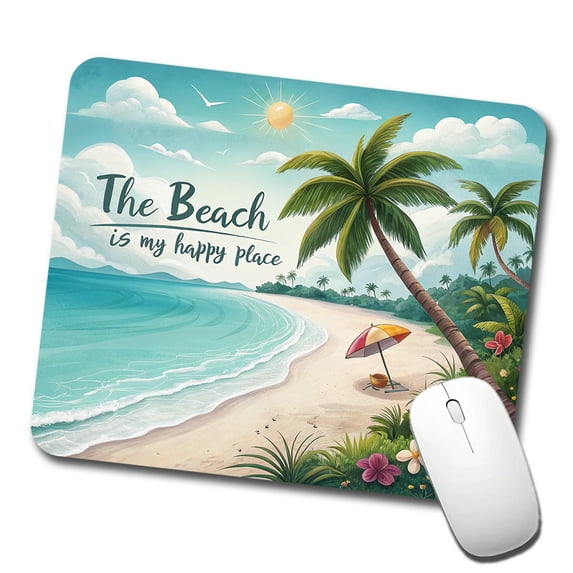 The Beach Is My Happy Place Tropical Mouse Pad Low Profile Gaming Mat