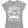 thumbnail image 1 of The Beach Is My Happy Place Women's Slogan Vacation Summer Lake Cute T-Shirt, 1 of 4