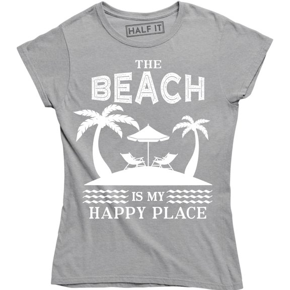 The Beach Is My Happy Place Women's Slogan Vacation Summer Lake Cute T-Shirt